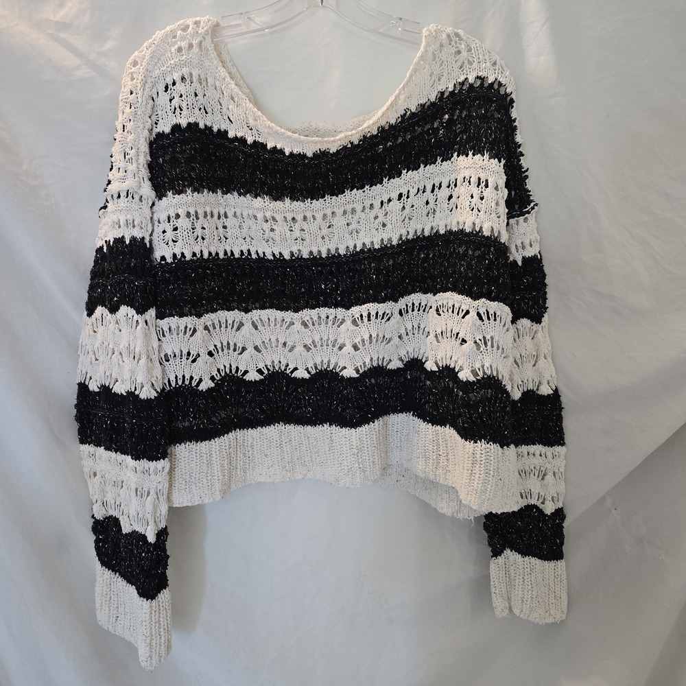 Anthropologie‎ Open-stitch Pullover Sweater By Pilcro Slouchy Off-the-shoulder M